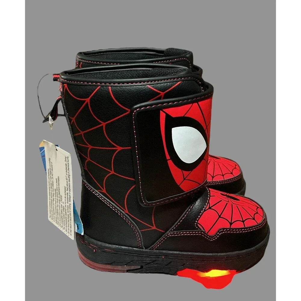Marvel Spider-Man Boots Toddler Size 6 Light Up Snow Winter Red Black Boys